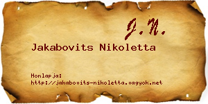 Jakabovits Nikoletta névjegykártya